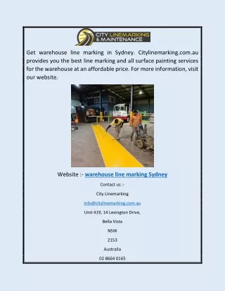 Warehouse Line Marking Sydney | Citylinemarking.com.au