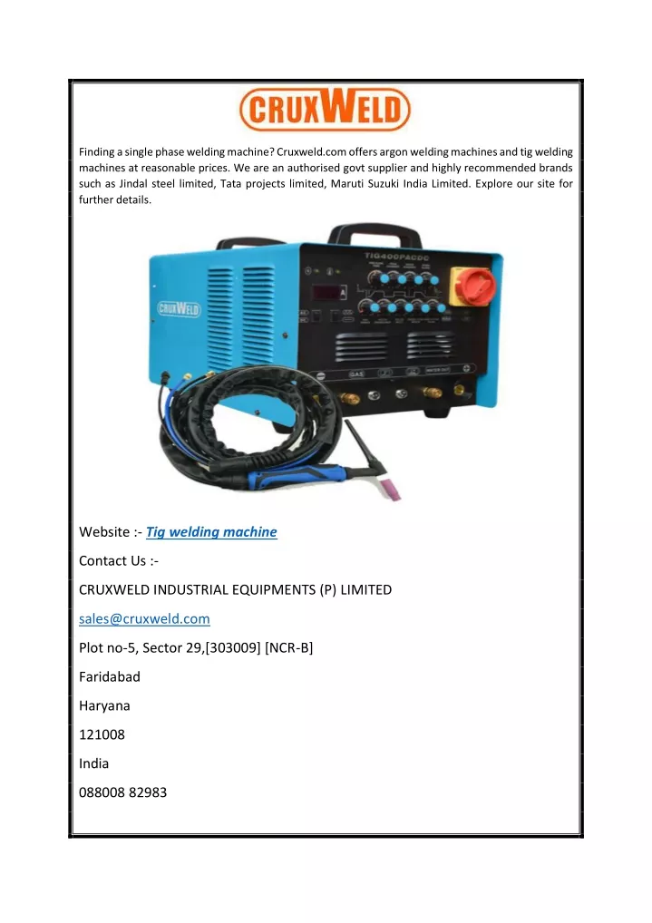 finding a single phase welding machine cruxweld