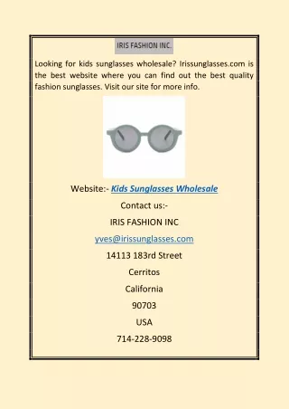 Kids Sunglasses Wholesale| Irissunglasses.com