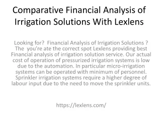 comparative financial analysis of irrigation solutions with lexlens