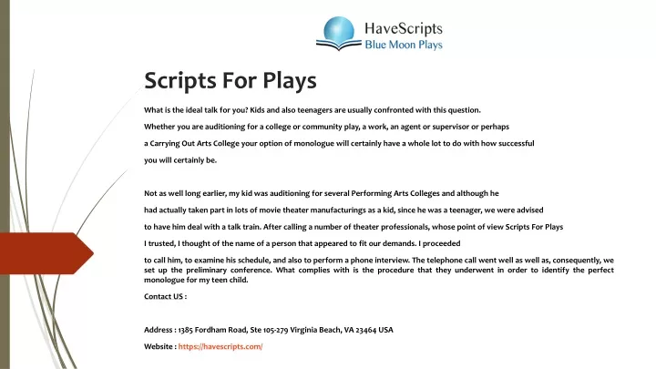 scripts for plays