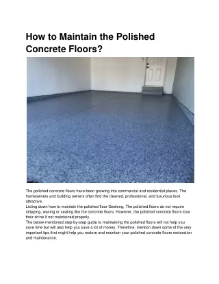 How to Maintain the Polished Concrete Floors
