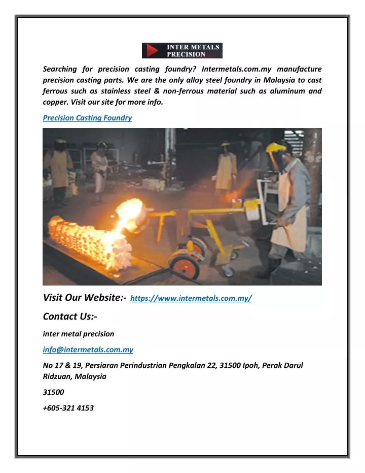 searching for precision casting foundry