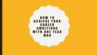 Career With 1 Year MBA