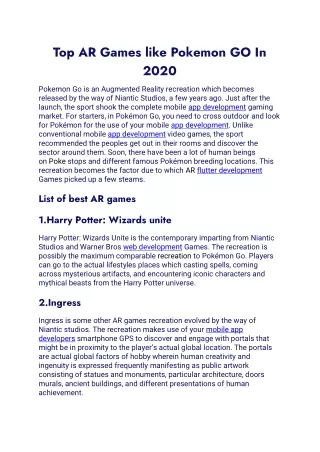 top ar games like pokemon go in 2020