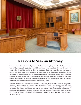 Reasons to Seek an Attorney