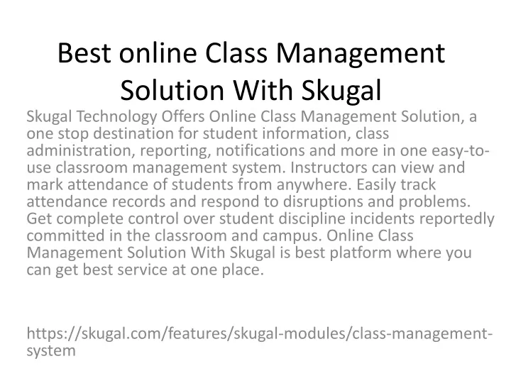 best online class management solution with skugal