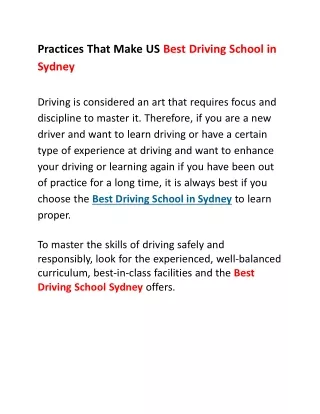 Best Driving School in Sydney