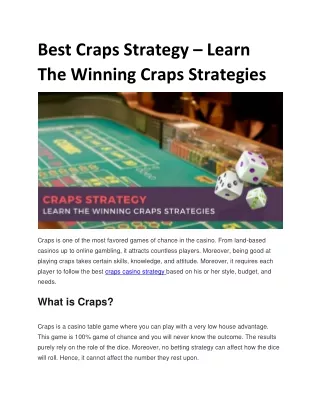 best craps strategy learn the winning craps