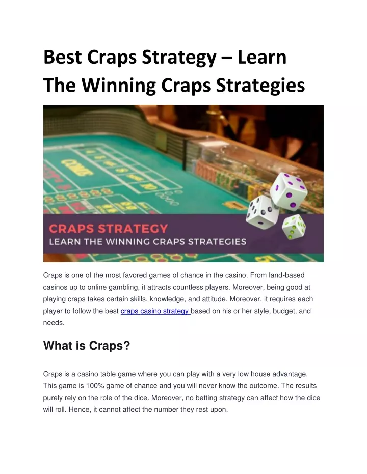 best craps strategy learn the winning craps