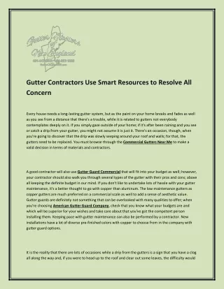 Gutter Contractors Use Smart Resources to Resolve all Concern