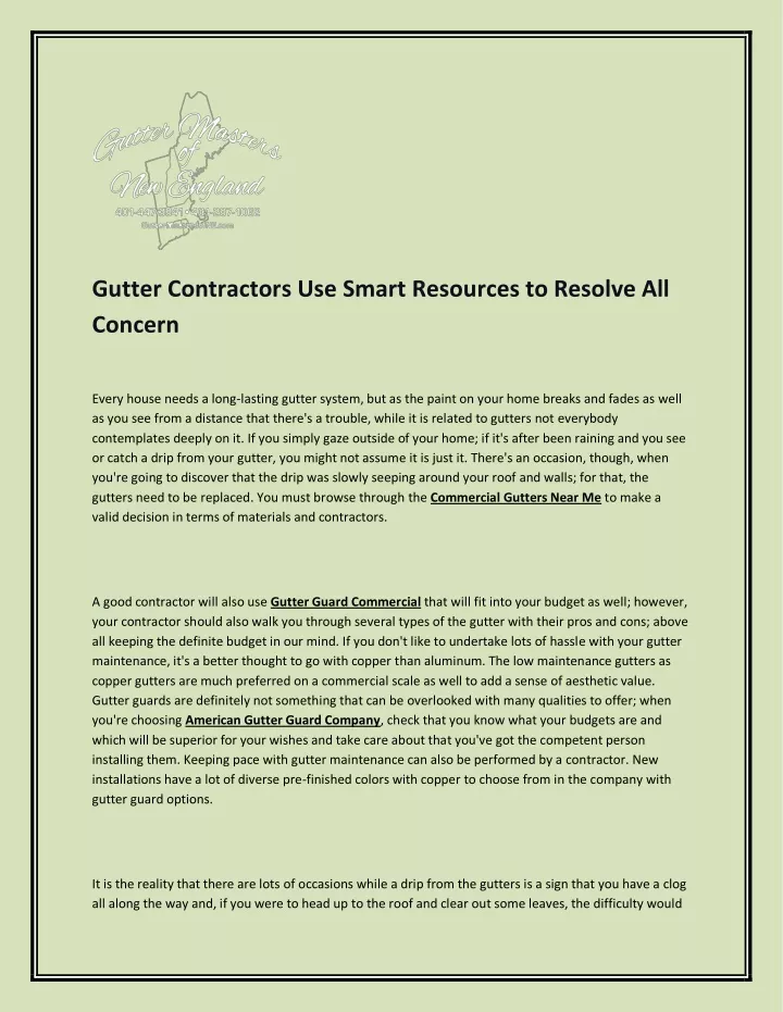 gutter contractors use smart resources to resolve