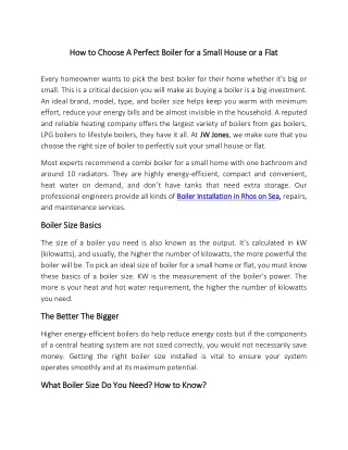 How to Choose A Perfect Boiler for a Small House or a Flat