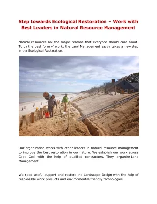 Step towards Ecological Restoration – Work with Best Leaders in Natural Resource Management