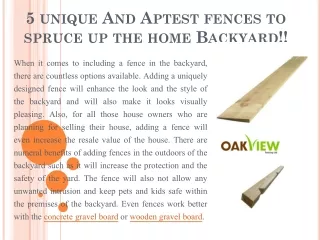 5 unique And Aptest fences to spruce up the home Backyard!!