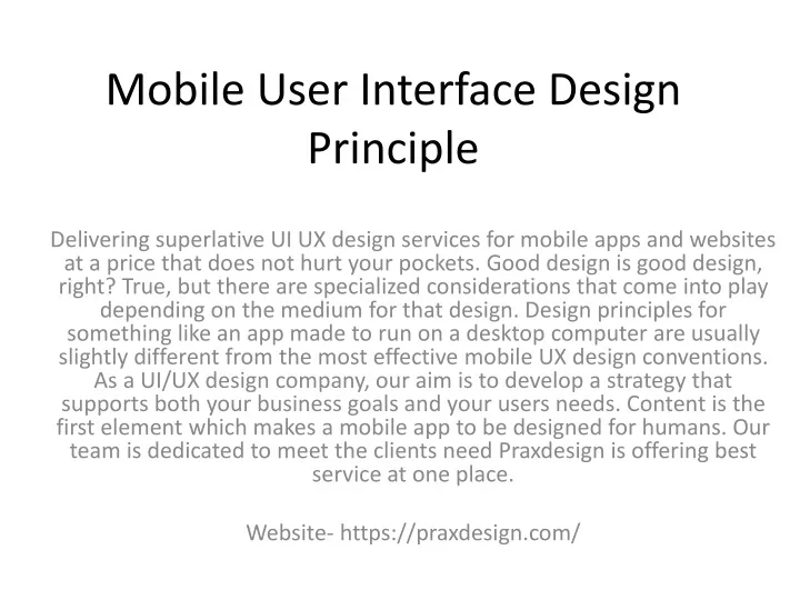 mobile user interface design principle