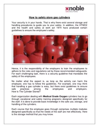 How to safely store gas cylinders