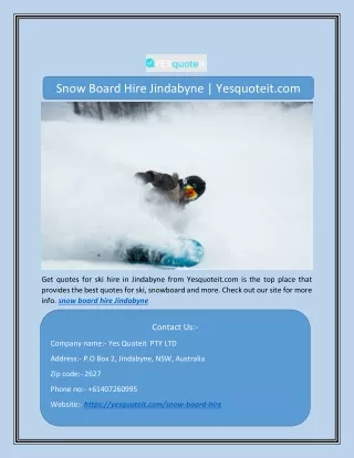 Snow Board Hire Jindabyne | Yesquoteit.com