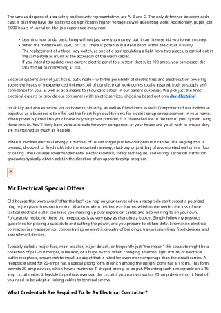 Kinds Of Electrical Fixing Services