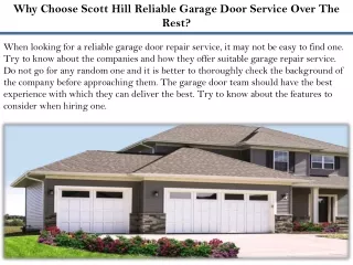 why choose scott hill reliable garage door