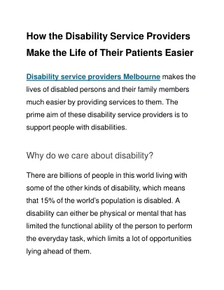 how the disability service providers make