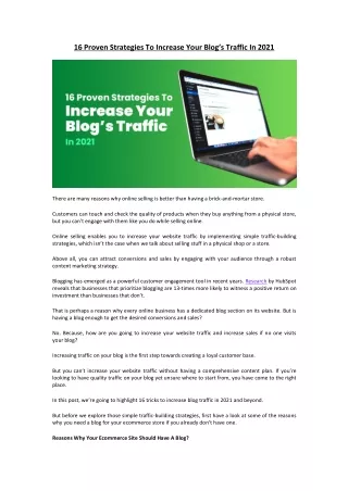 16 Proven Strategies To Increase Your Blog’s Traffic In 2021