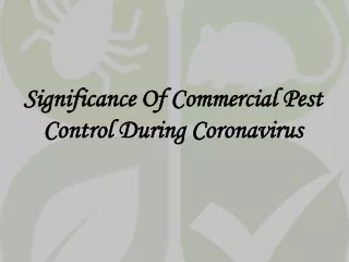 Significance Of Commercial Pest Control During Coronavirus
