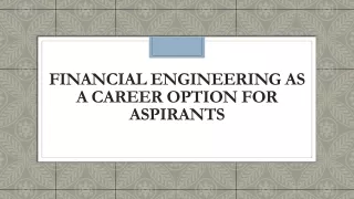 financial engineering as a career option for aspirants