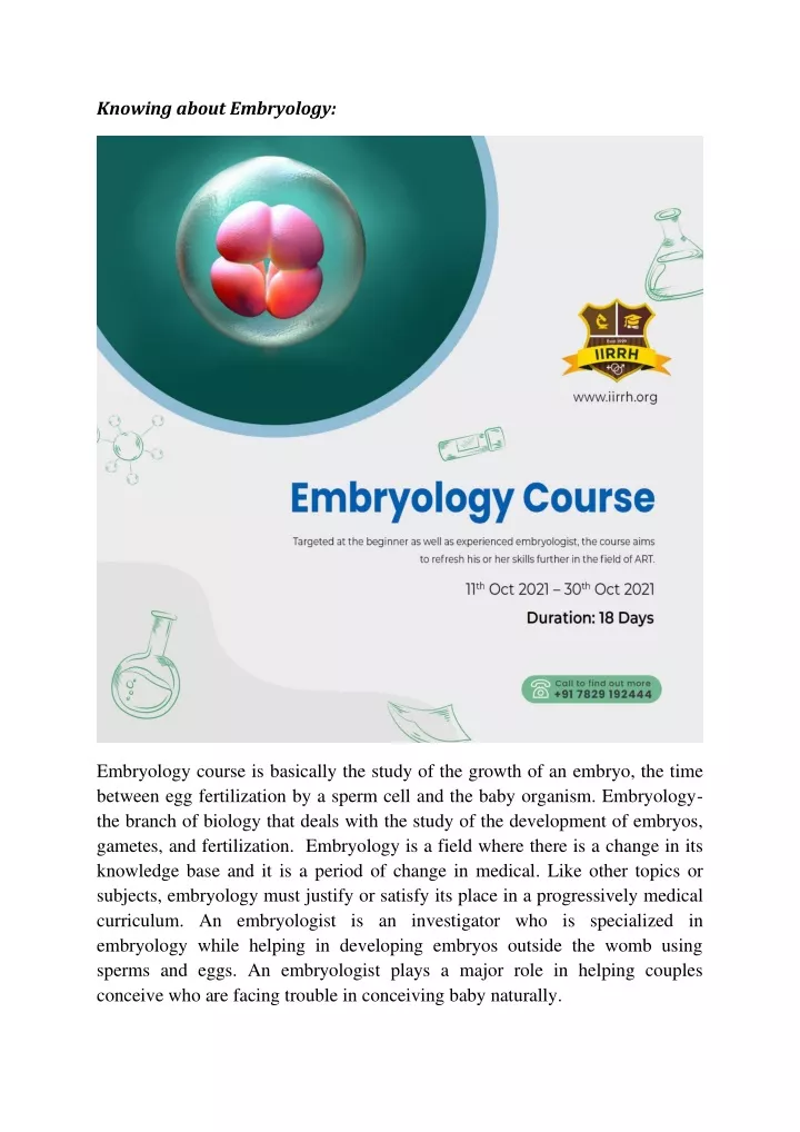knowing about embryology