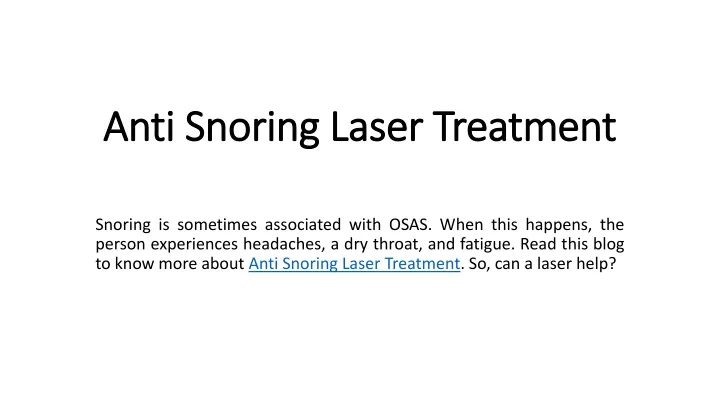 anti snoring laser treatment