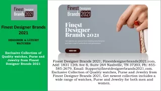 Finest Designer Brands 2021 - Add: 1831 12th Ave S, Suite 264 Nashville, TN 3720