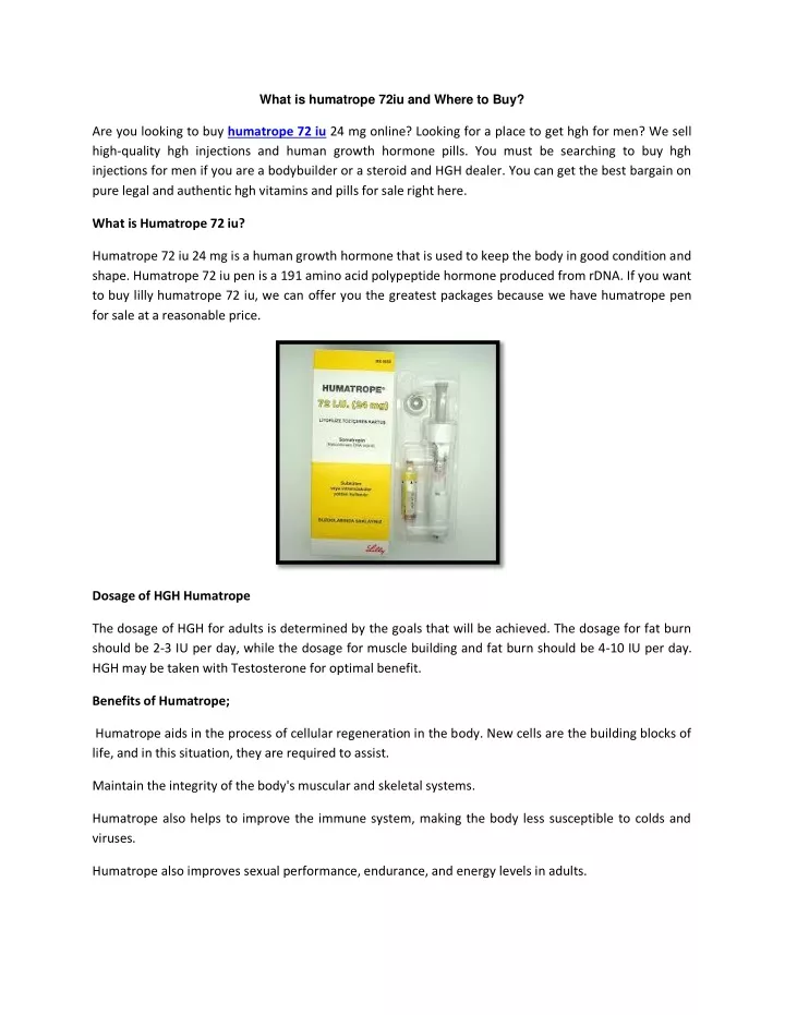 what is humatrope 72iu and where to buy