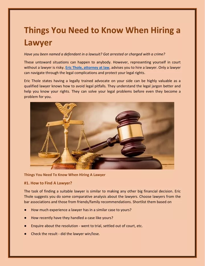 things you need to know when hiring a lawyer