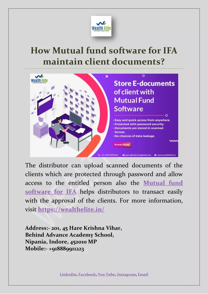 how mutual fund software for ifa maintain client