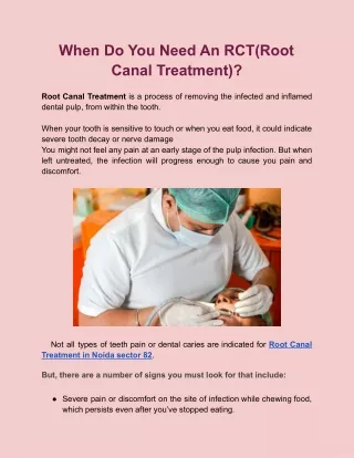 When Do You Need An RCT(Root Canal Treatment)