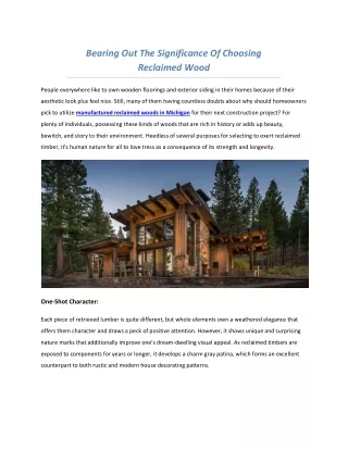 Bearing Out The Significance Of Choosing Reclaimed Wood