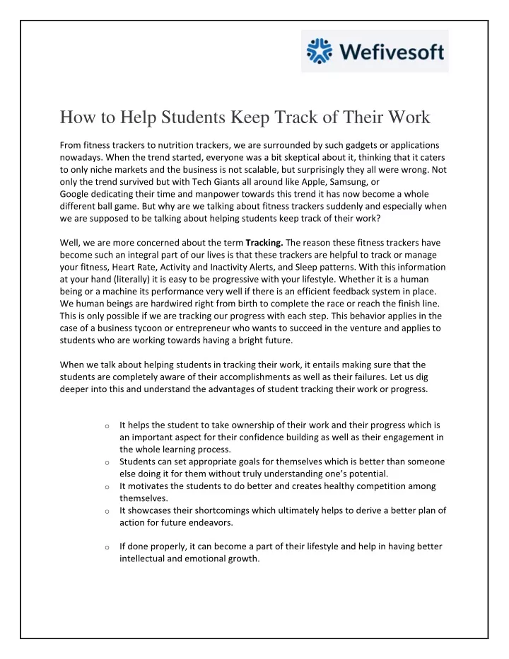 how to help students keep track of their work