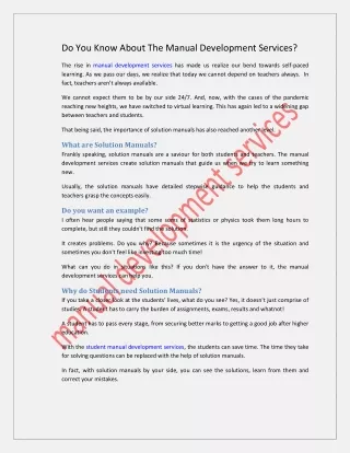 do you know about the manual development services
