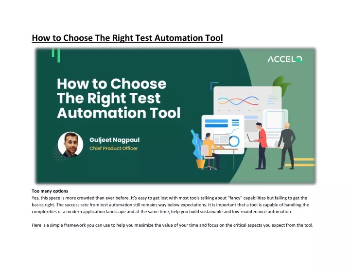 how to choose the right test automation tool