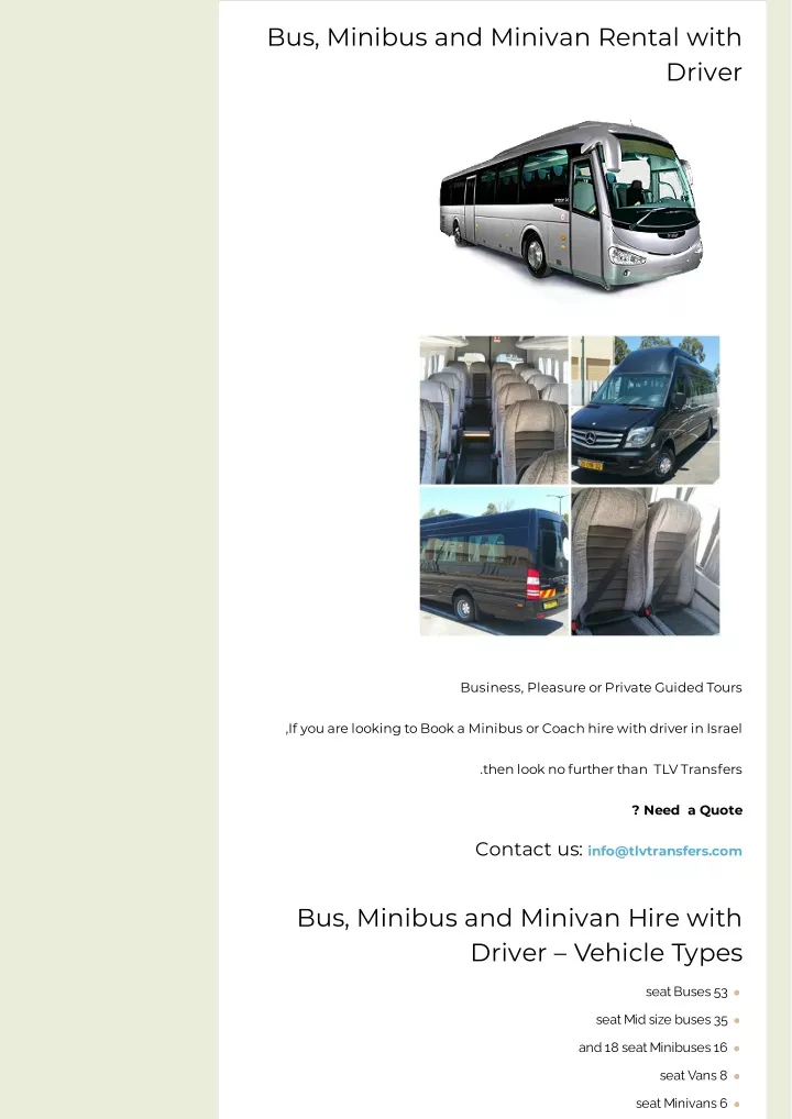 bus minibus and minivan rental with