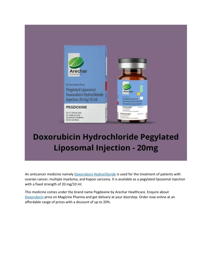 an anticancer medicine namely doxorubicin
