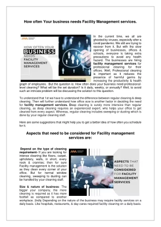 how often your business needs facility management