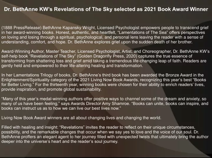 dr bethanne kw s revelations of the sky selected