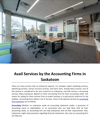 Avail Services by the Accounting Firms in Saskatoon