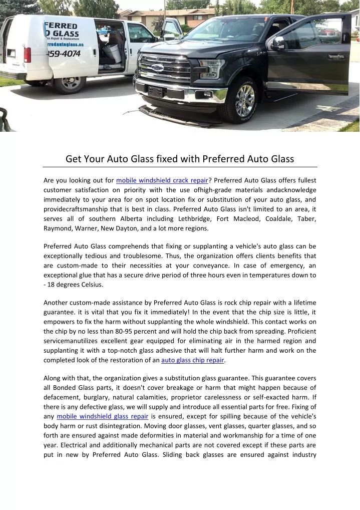 get your auto glass fixed with preferred auto