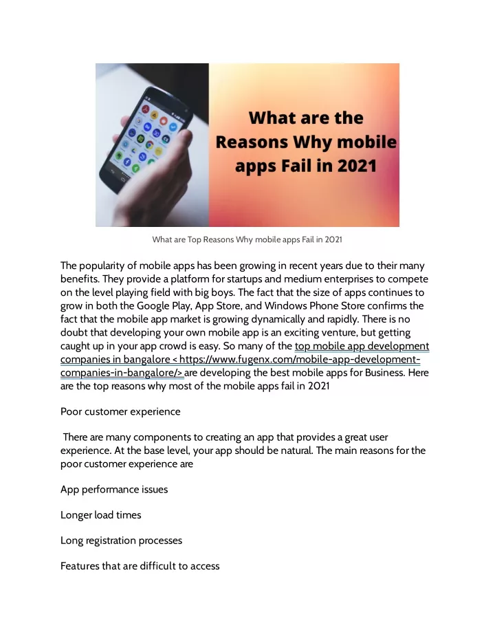 what are top reasons why mobile apps fail in 2021