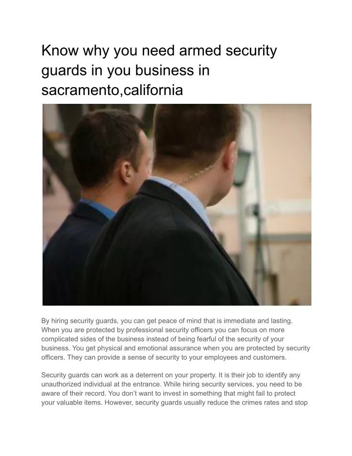 know why you need armed security guards