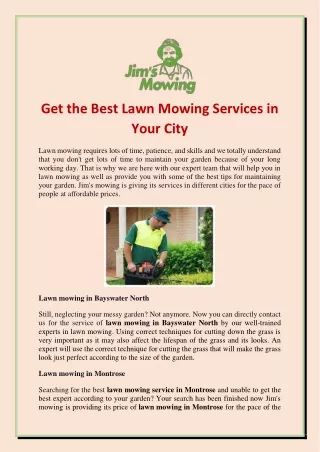 Get the Best Lawn Mowing Services in Your City