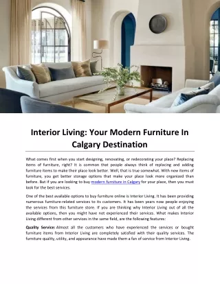 Interior Living: Your Modern Furniture In Calgary Destination