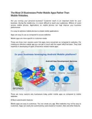 the most of businesses prefer mobile apps rather